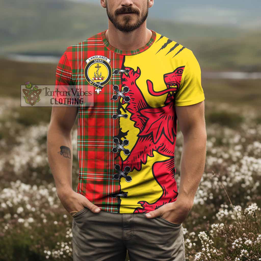 Langlands Tartan Family Crest T-shirt Lion Rampant Honor - Tartan Vibes Clothing