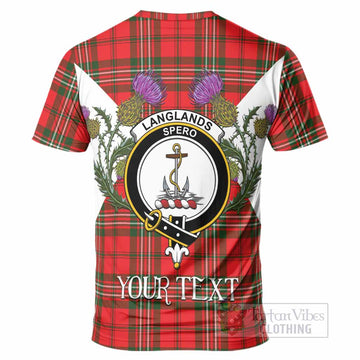 Langlands Tartan Family Crest T-Shirt Scottish Burns Night Thistle Floral