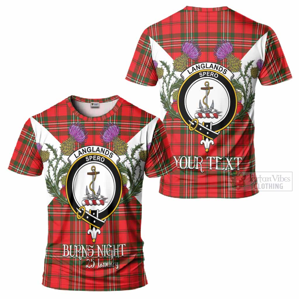 Langlands Tartan Family Crest T-Shirt Scottish Burns Night Thistle Floral