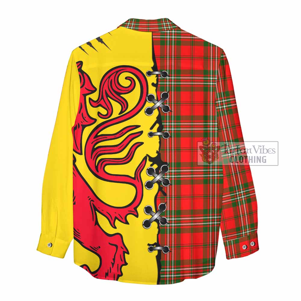 Langlands Tartan Family Crest Women Casual Shirt Lion Rampant Honor - Tartan Vibes Clothing
