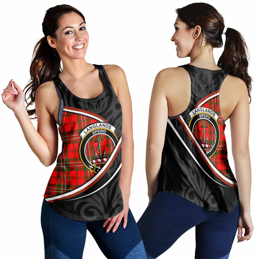 Langlands Tartan Family Crest Women Racerback Tanks Celtic Scottish Thistle Floral - Tartan Vibes Clothing