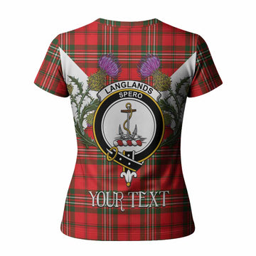 Langlands Tartan Family Crest Women T shirt Scottish Burns Night Thistle Floral