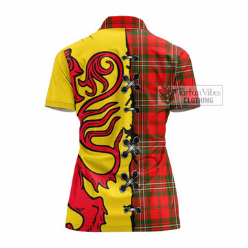 Langlands Tartan Family Crest Women's Polo Shirt Lion Rampant Honor