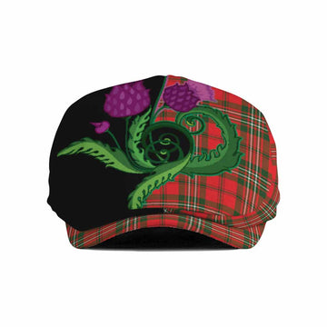 Langlands Tartan Flat Cap, Jeff Cap Traditional Scottish Thistle