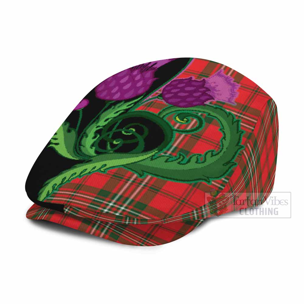 Langlands Tartan Flat Cap, Jeff Cap Traditional Scottish Thistle