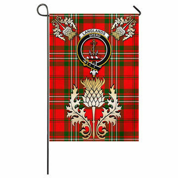 Langlands Tartan Garden Flag with Golden Regal Scottish Thistle Emblem - Tartan Vibes Clothing