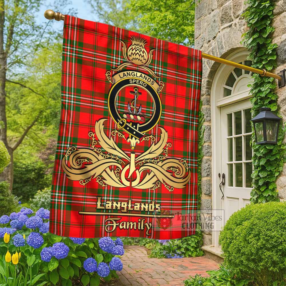 Langlands Tartan Garden Flag with Highland Thistle Cherish Family Crest Style - Tartan Vibes Clothing