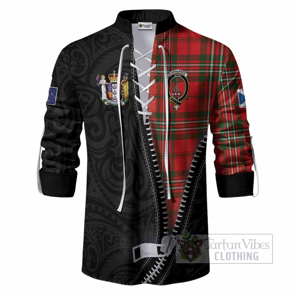 Langlands Tartan Ghillie Shirt New Zealand Pattern Unique Zipper Stylized