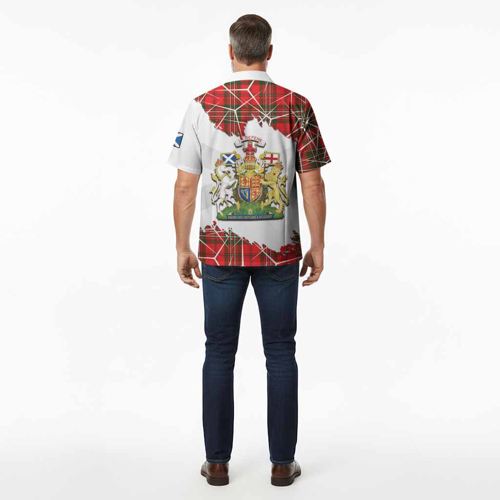 Langlands Tartan Hawaiian Shirt with Family Crest and Lion Rampant Grunge Style