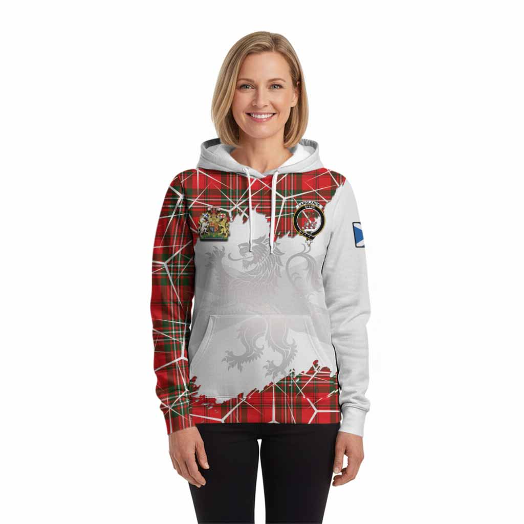 Langlands Tartan Hoodie with Family Crest and Lion Rampant Grunge Style