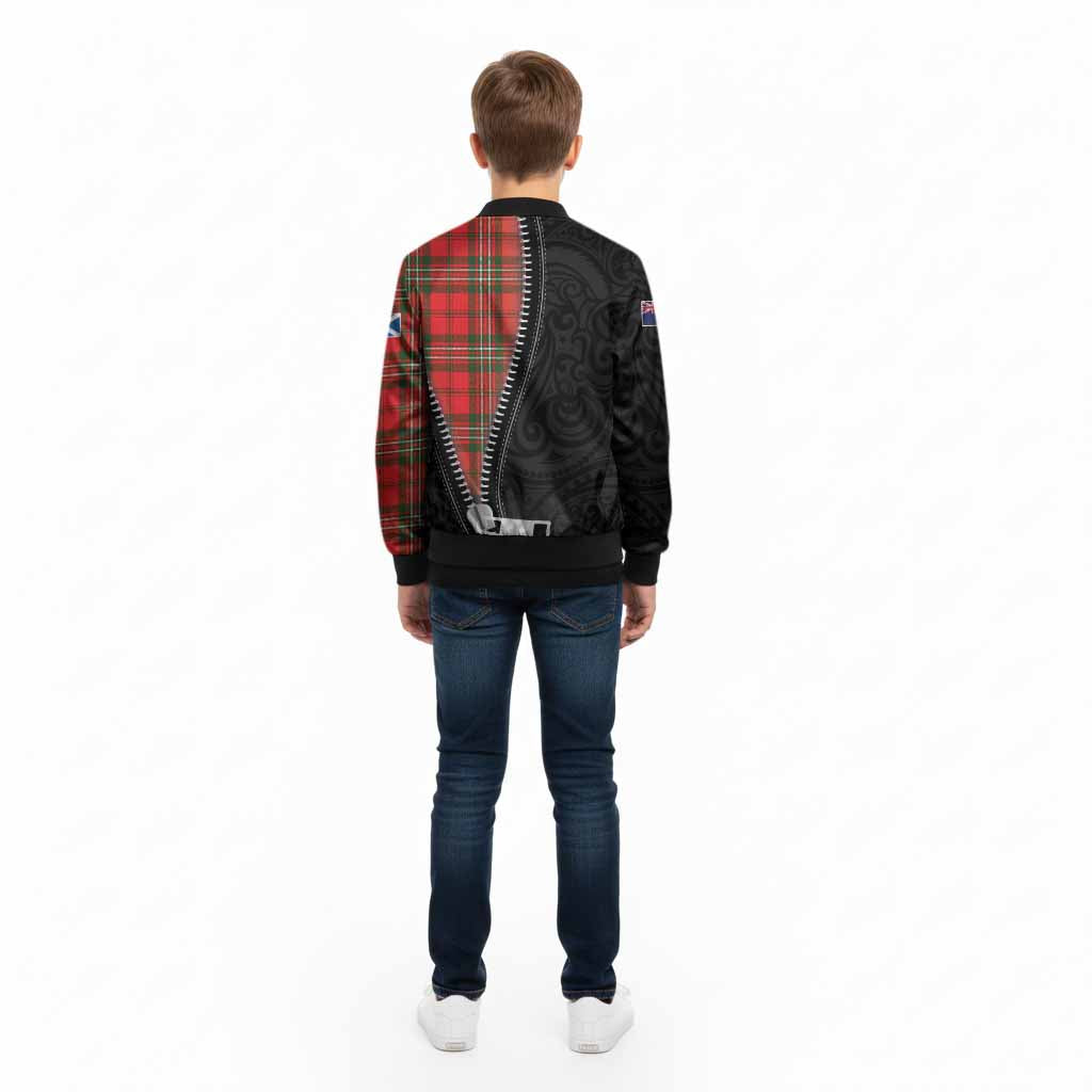 Langlands Tartan Kid Bomber Jacket New Zealand Pattern Unique Zipper Stylized