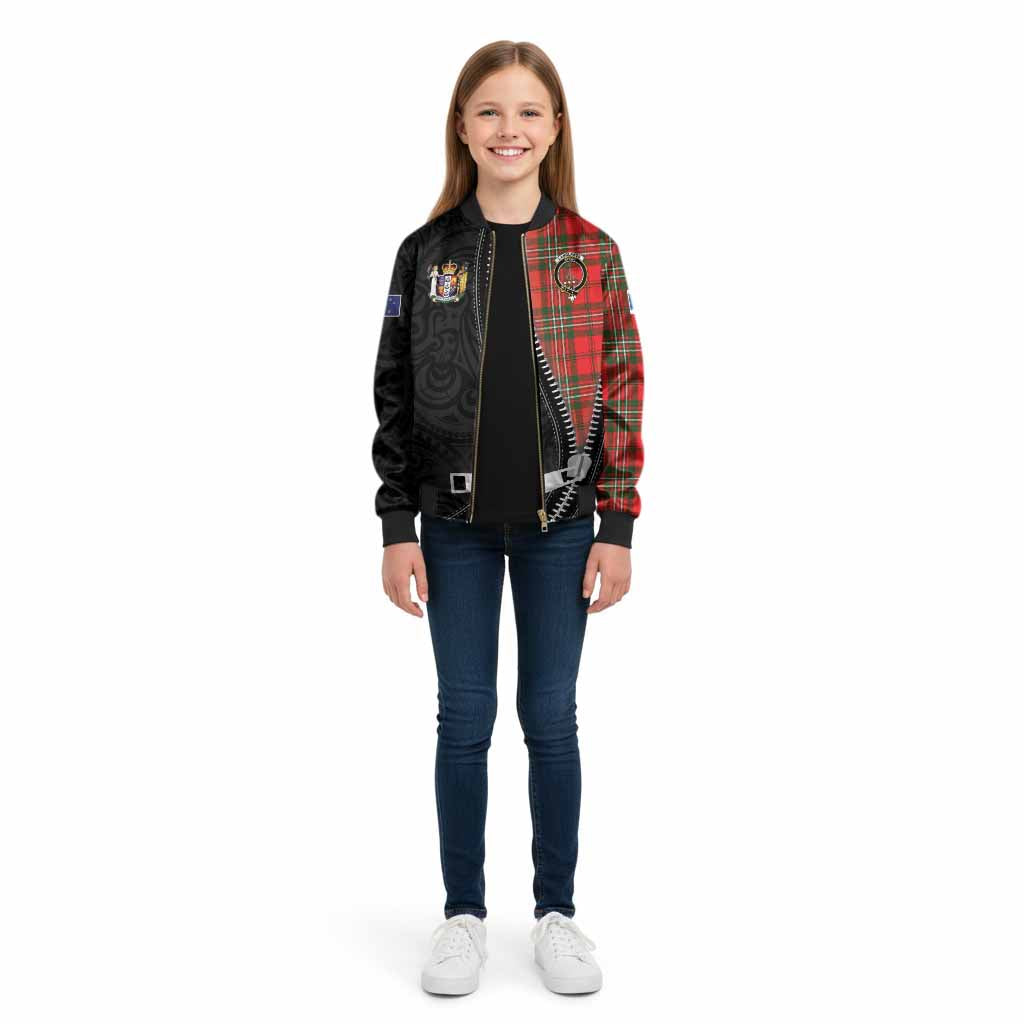Langlands Tartan Kid Bomber Jacket New Zealand Pattern Unique Zipper Stylized