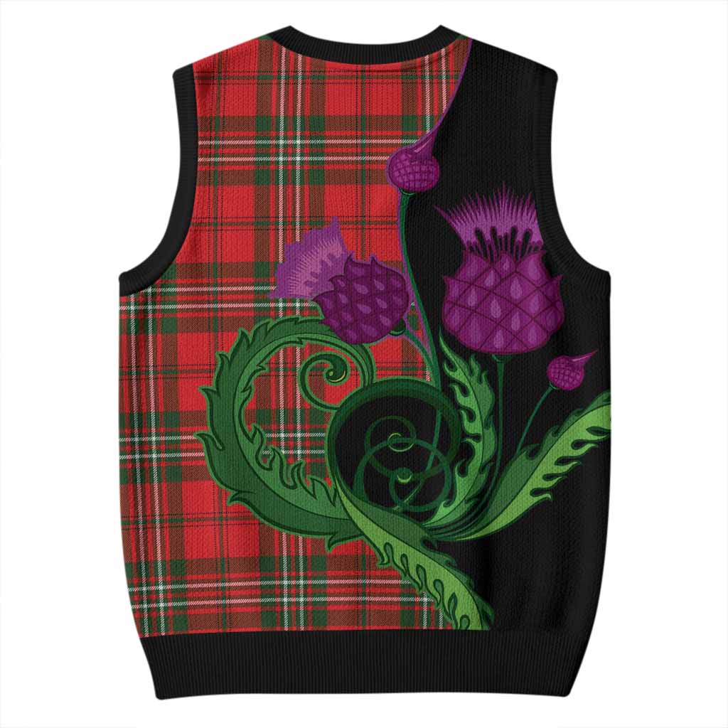 Langlands Tartan Knitted V-Neck Vest Traditional Scottish Thistle