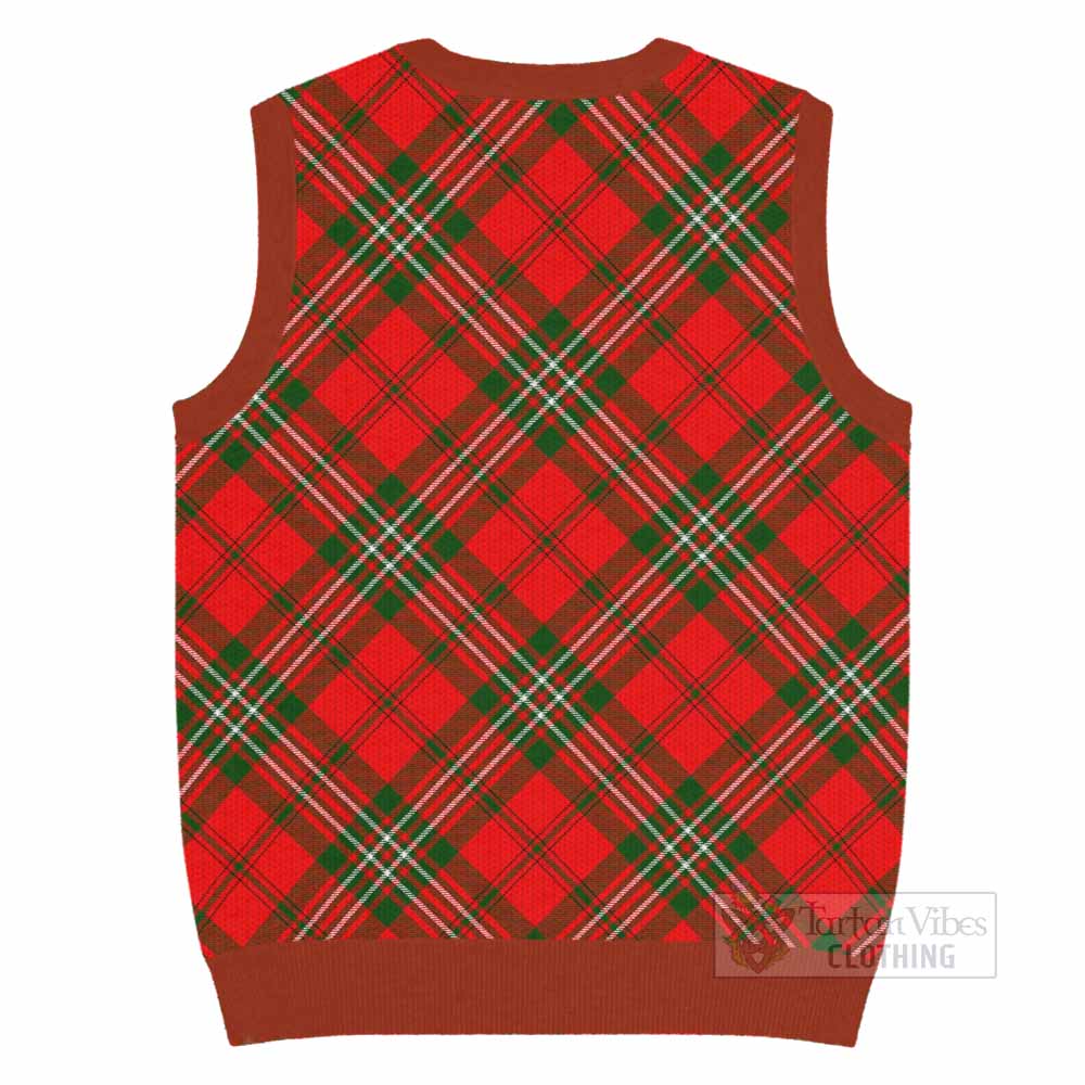 Langlands Tartan Knitted V-Neck Vest with Family Crest Cross Style