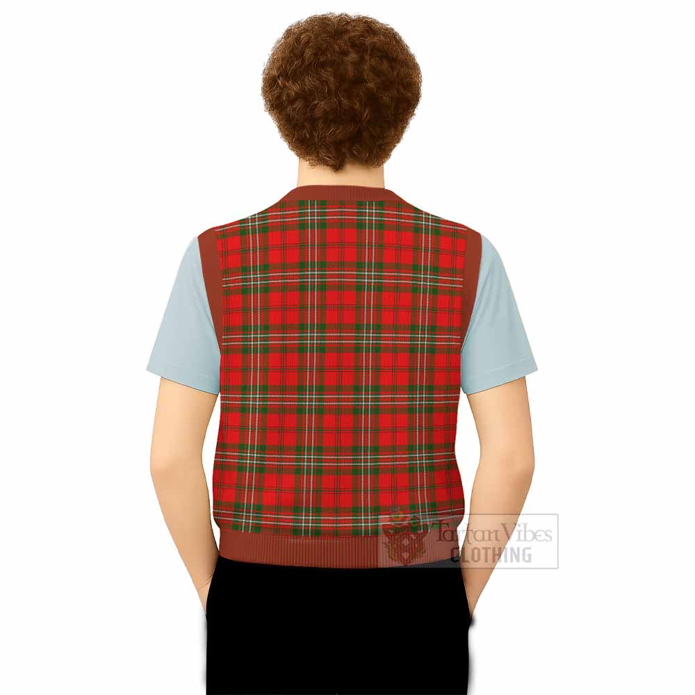 Langlands Tartan Knitted V-Neck Vest with Family Crest - Tartan Vibes Clothing