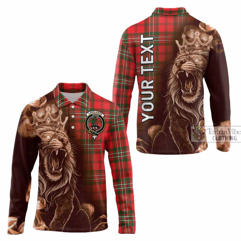 Langlands Tartan Long Sleeve Polo Shirt Roaring Lion Heritage