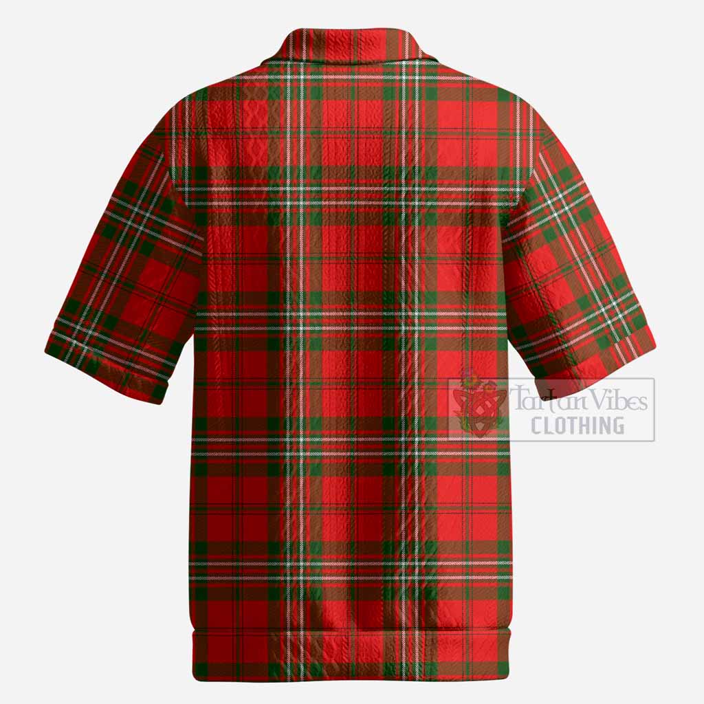 Langlands Tartan Men’s Polo Sweater Top with Family Crest