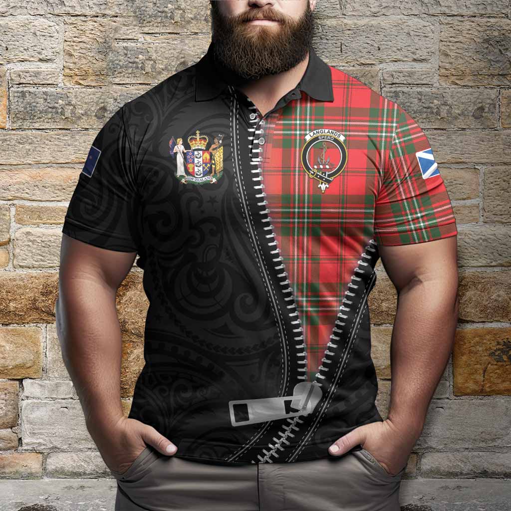 Langlands Tartan Polo Shirt New Zealand Pattern Unique Zipper Stylized