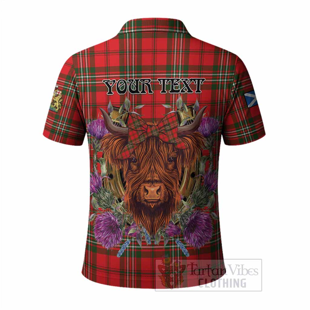 Langlands Tartan Polo Shirt Scottish Thistle Heilan Coo