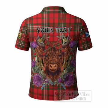 Langlands Tartan Polo Shirt Scottish Thistle Heilan Coo