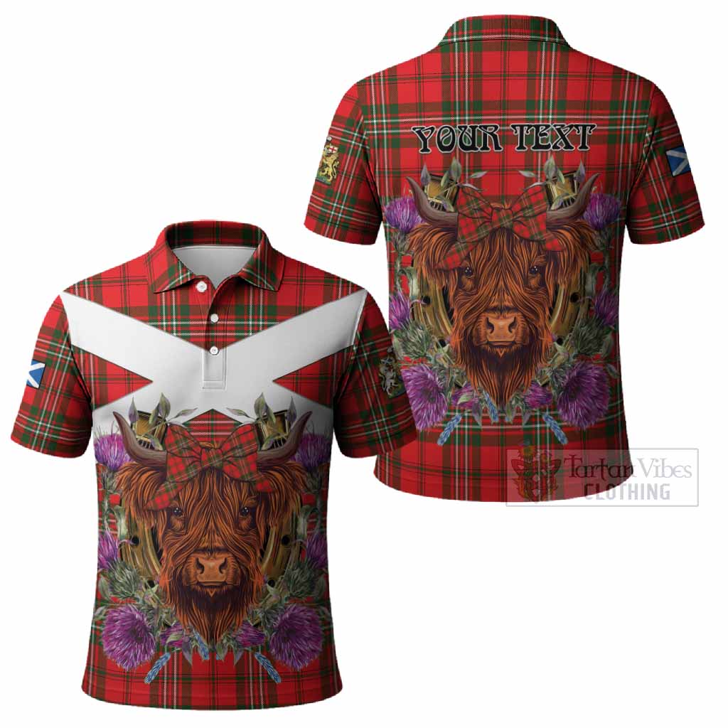 Langlands Tartan Polo Shirt Scottish Thistle Heilan Coo