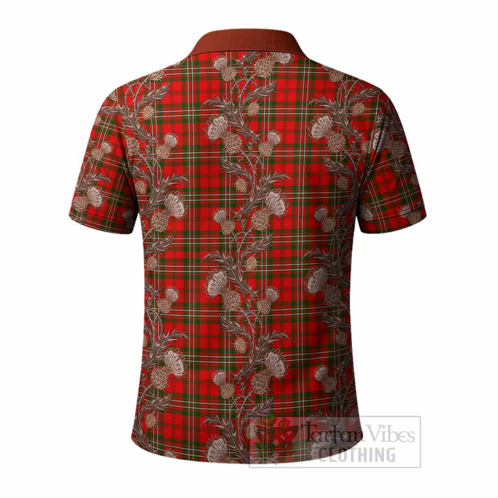 Langlands Tartan Polo Shirt Seamless Scottish Thistle Flowers