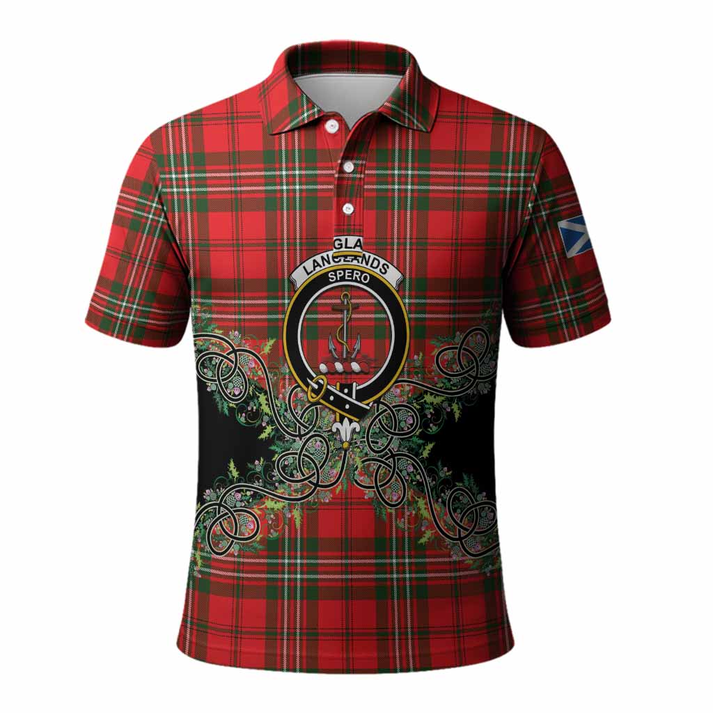 Langlands Tartan Polo Shirt Thistle Scottish Spirit