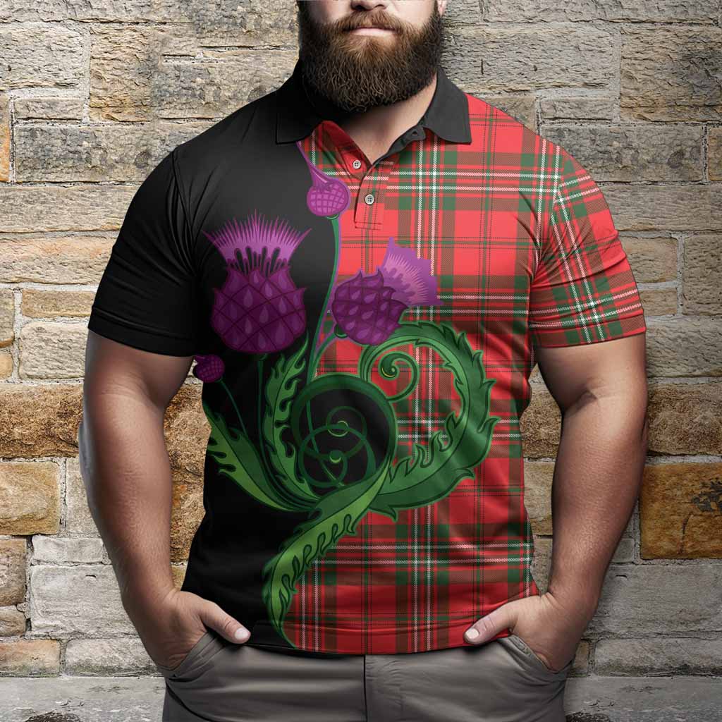 Langlands Tartan Polo Shirt Traditional Scottish Thistle