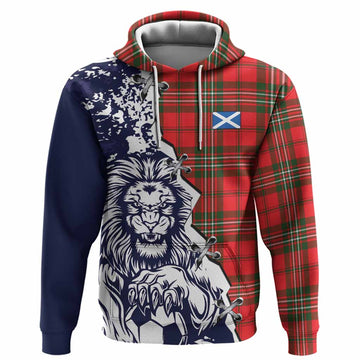 Langlands Tartan Scottish Hoodie Angry Lion With Soccer Ball Style