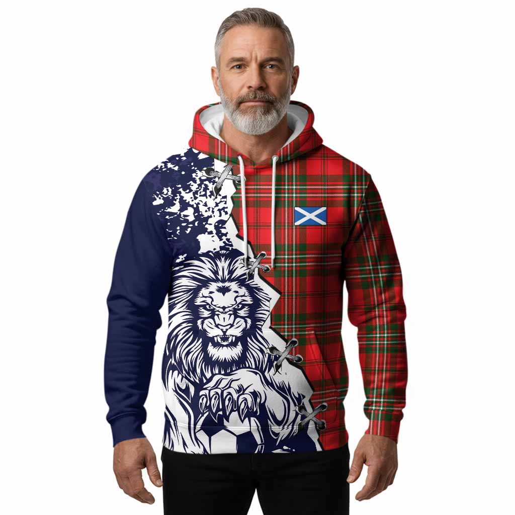 Langlands Tartan Scottish Hoodie Angry Lion With Soccer Ball Style