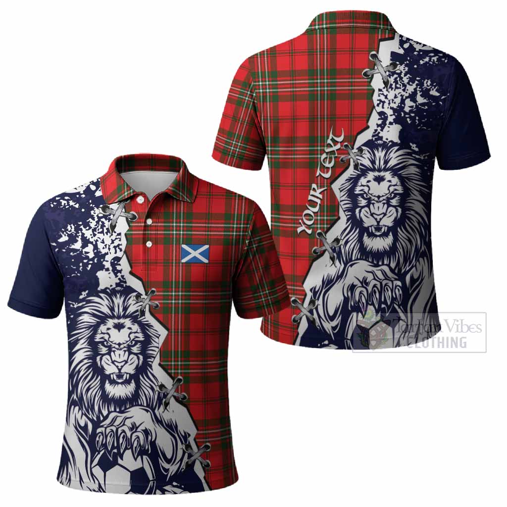 Langlands Tartan Scottish Polo Shirt Angry Lion With Soccer Ball Style
