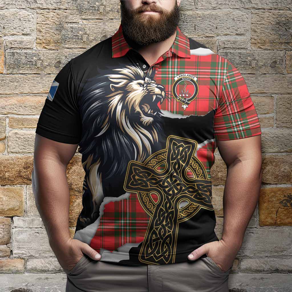 Langlands Tartan Scottish Polo Shirt Lion Celtic Heritage