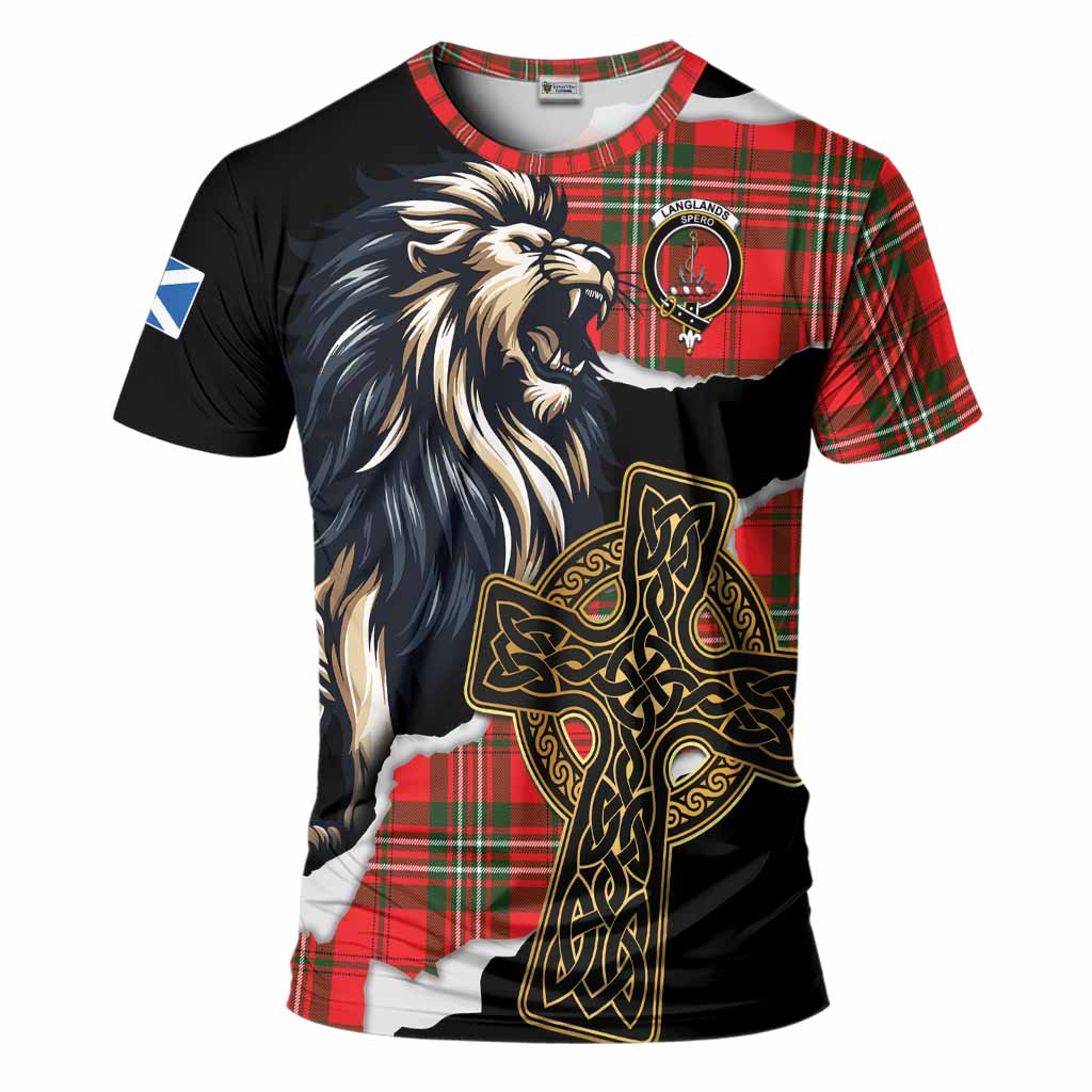 Langlands Tartan Scottish T-Shirt Lion Celtic Heritage