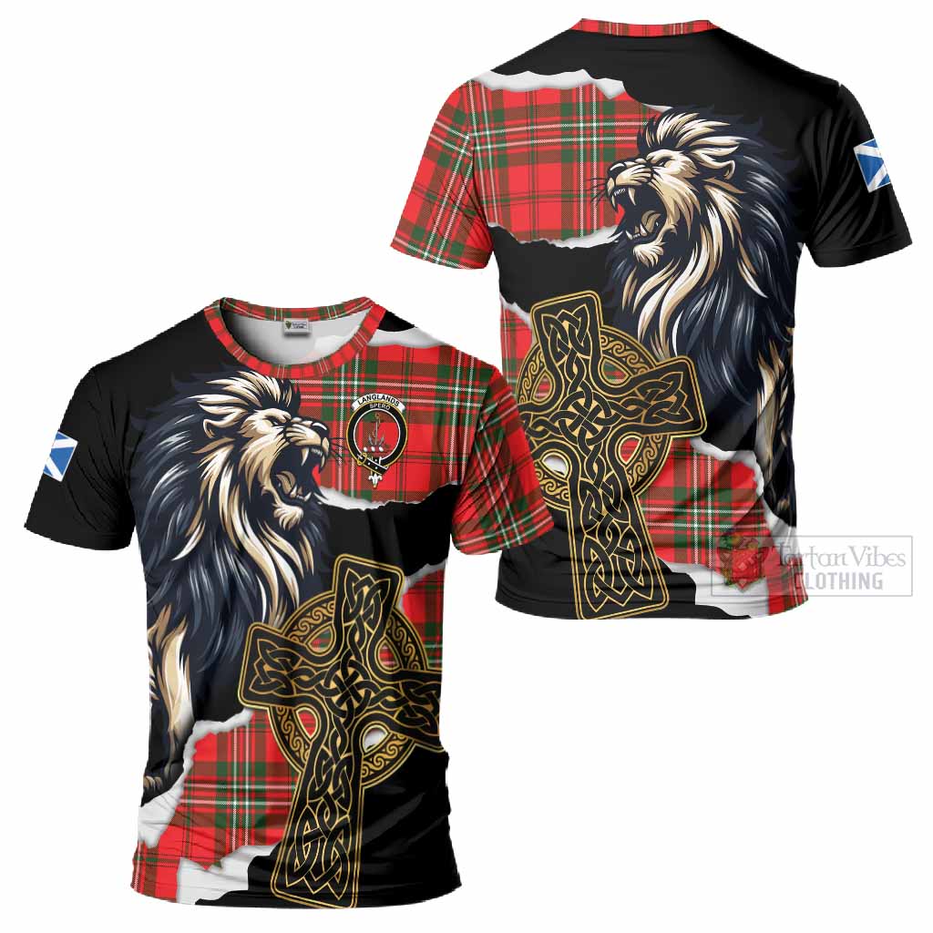 Langlands Tartan Scottish T-Shirt Lion Celtic Heritage