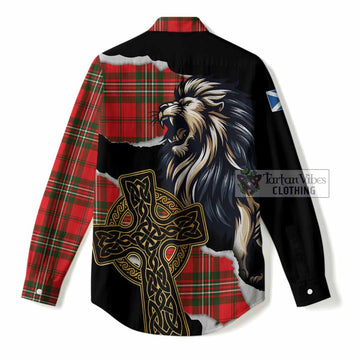 Langlands Tartan Scottish Women Casual Shirt Lion Celtic Heritage