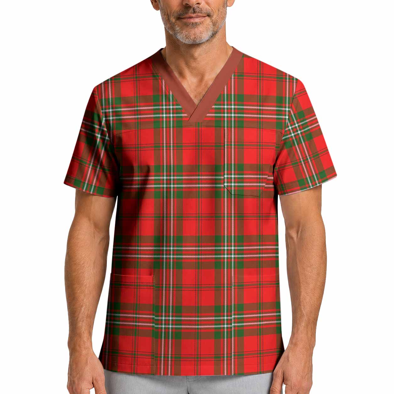 Langlands Tartan Scrub Top XL - Tartan Vibes Clothing