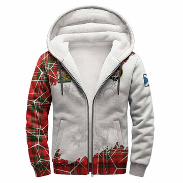 Langlands Tartan Sherpa Hoodie with Family Crest and Lion Rampant Grunge Style