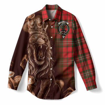 Langlands Tartan Women Casual Shirt Roaring Lion Heritage