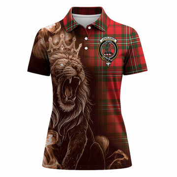 Langlands Tartan Women Polo Shirt Roaring Lion Heritage