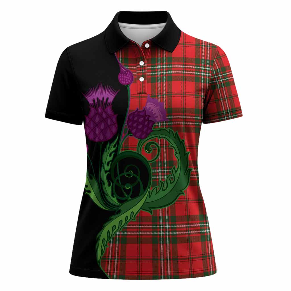 Langlands Tartan Women Polo Shirt Traditional Scottish Thistle