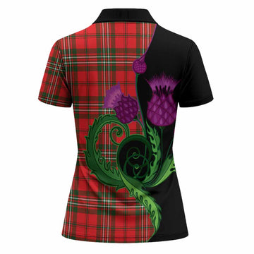 Langlands Tartan Women Polo Shirt Traditional Scottish Thistle