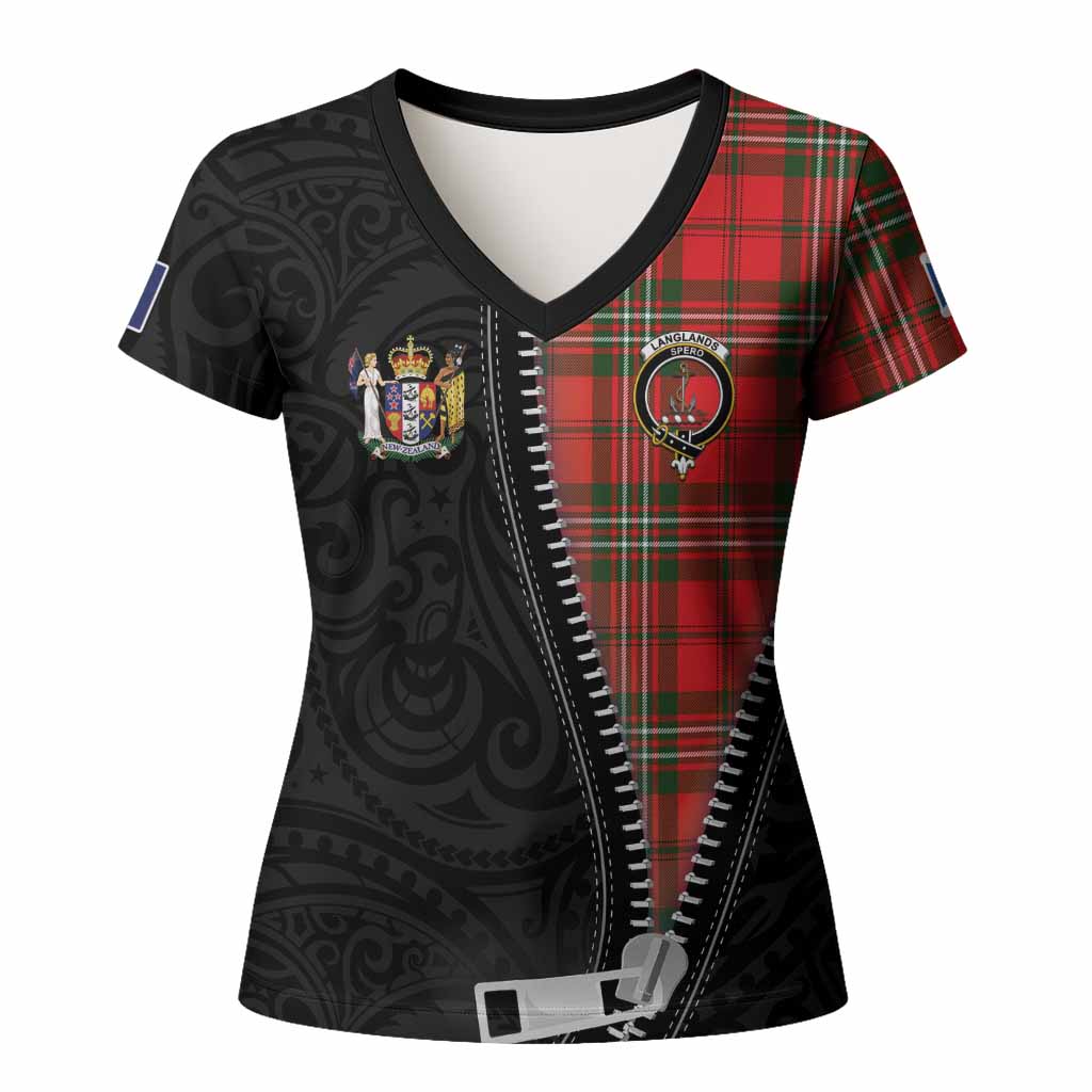 Langlands Tartan Women T shirt New Zealand Pattern Unique Zipper Stylized