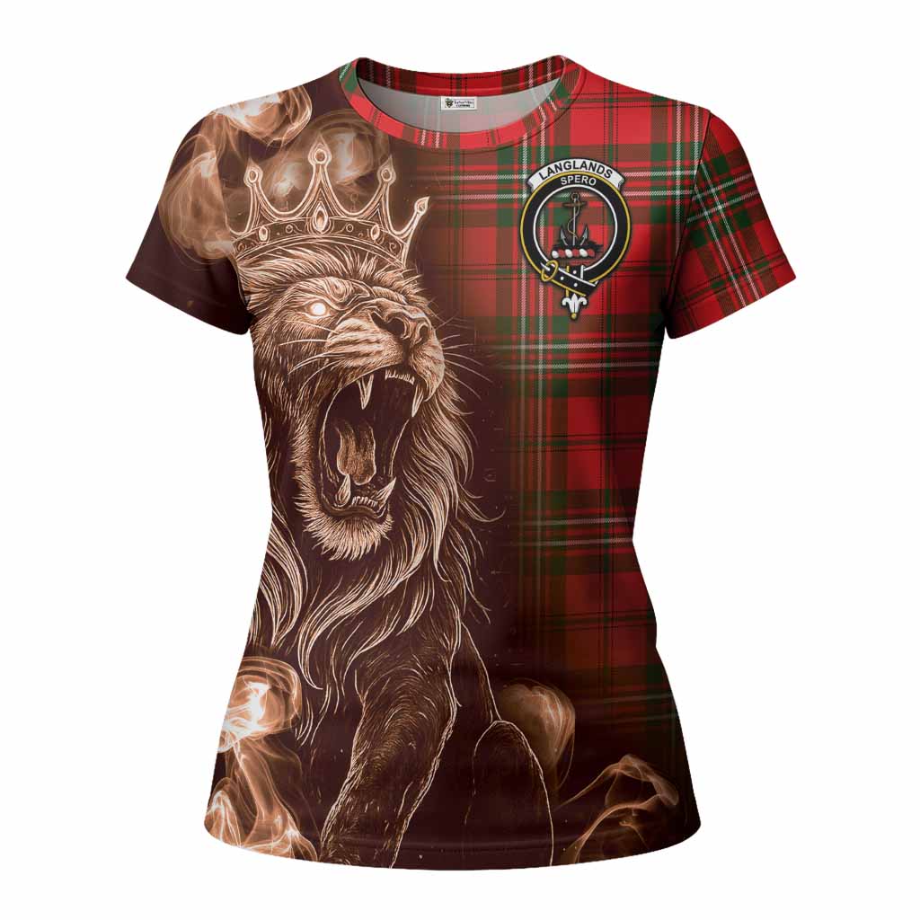 Langlands Tartan Women T shirt Roaring Lion Heritage