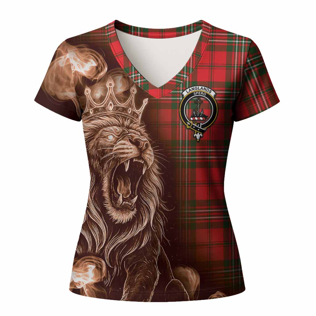 Langlands Tartan Women T shirt Roaring Lion Heritage