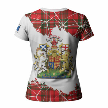 Langlands Tartan Women T shirt with Family Crest and Lion Rampant Grunge Style