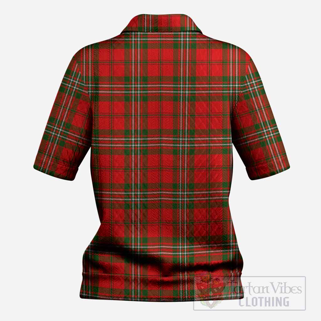 Langlands Tartan Women’s Polo Sweater Top with Family Crest