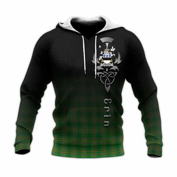 Tartan Vibes Clothing Langley Irish Clan Knitted Hoodie with Coat of Arms Erin Go Bragh Celtic Inspired
