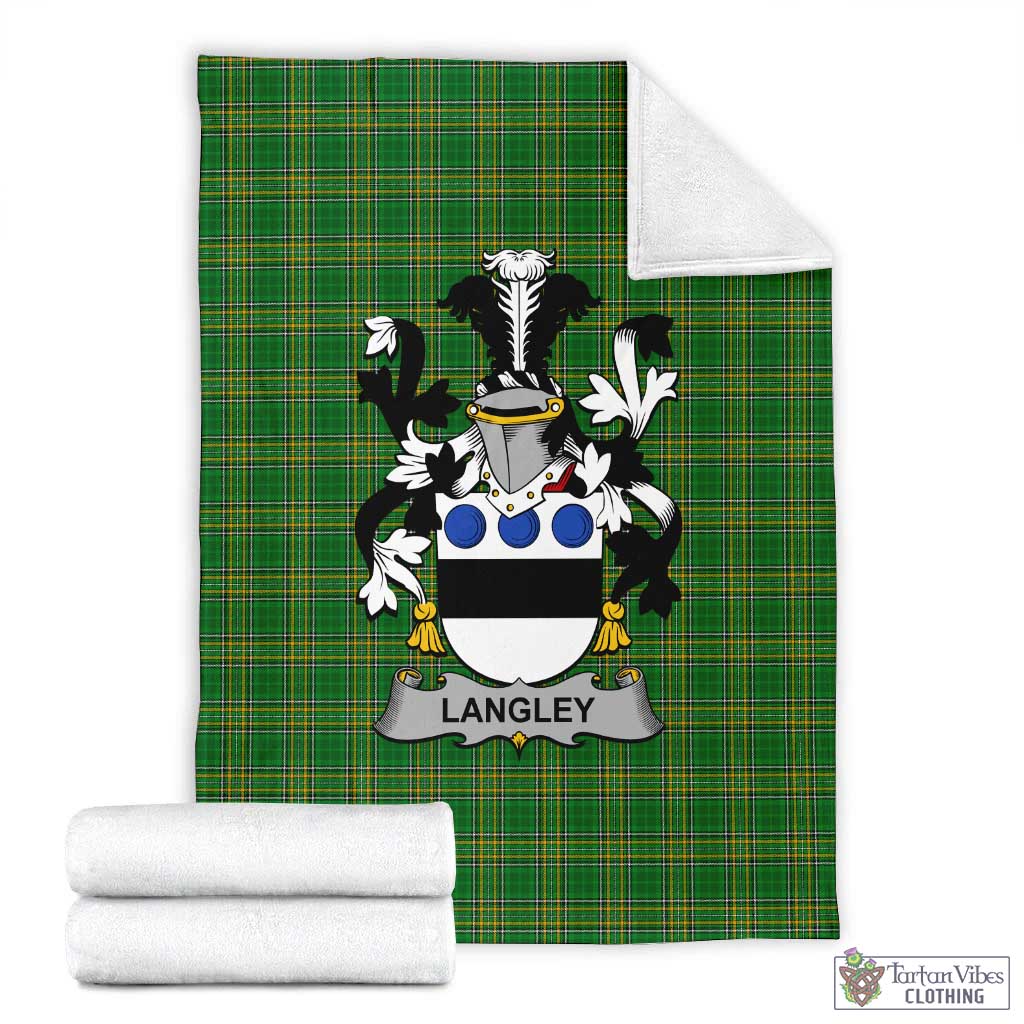 Langley Irish Clan Tartan Blanket with Coat of Arms X-Large 59 x 79 inches 150 x 200 cm - Tartan Vibes Clothing