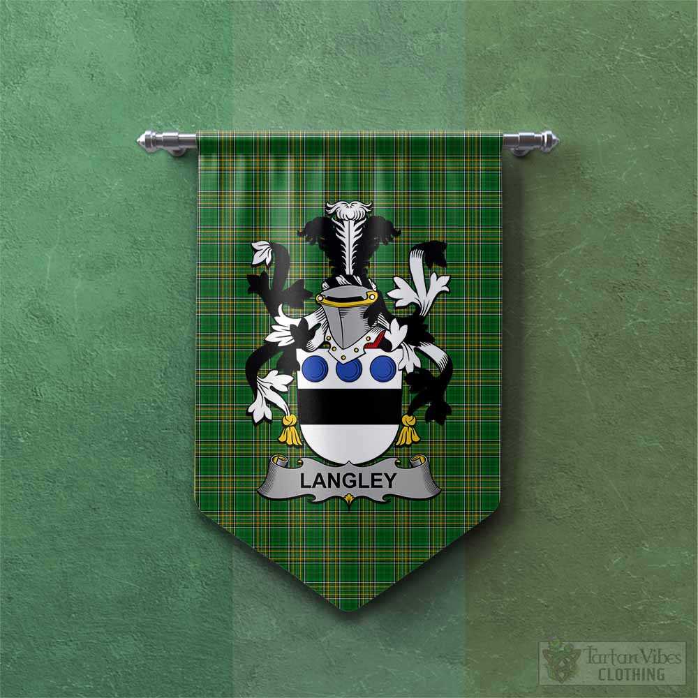 Langley Irish Clan Tartan Gonfalon, Tartan Banner with Coat of Arms Chevron - Tartan Vibes Clothing