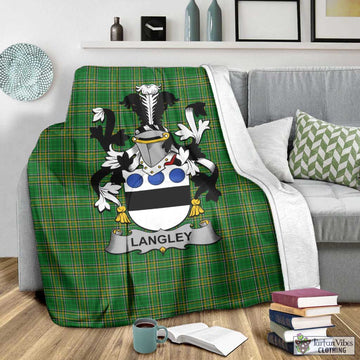 Tartan Vibes Clothing Langley Irish Clan Tartan Blanket with Coat of Arms